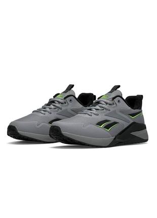 ❄️ мужские кроссовки reebok nano x2 fleece light gray black