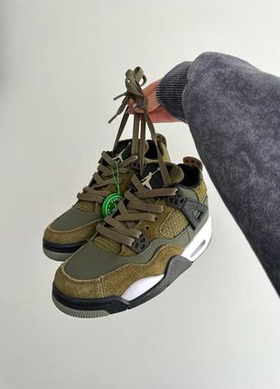 Стильные кроссовки nike air jordan 4 retro craft olive premium оливковые унисекс 36-43 р2 фото