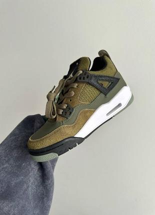 Стильные кроссовки nike air jordan 4 retro craft olive premium оливковые унисекс 36-43 р4 фото