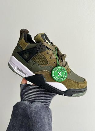 Стильные кроссовки nike air jordan 4 retro craft olive premium оливковые унисекс 36-43 р1 фото