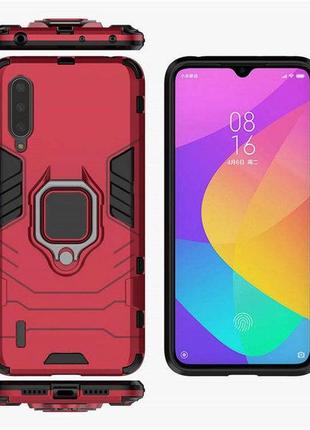 Чехол ring case для xiaomi mi 9 lite (mi cc9) бронированный бампер с кольцом красный3 фото