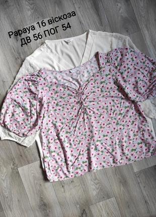Стильная натуральная блуза летняя футболка актуальный принт1 фото