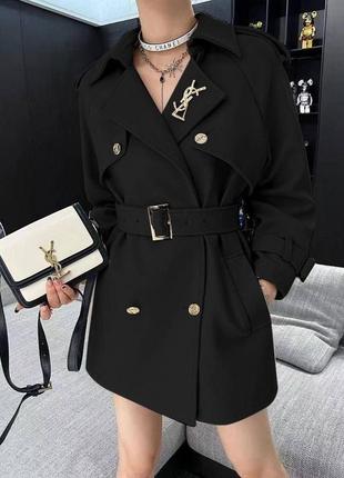💜есть наложка ✅lux качество💜 женское пальто "yves saint laurent" premium ❤️3 фото