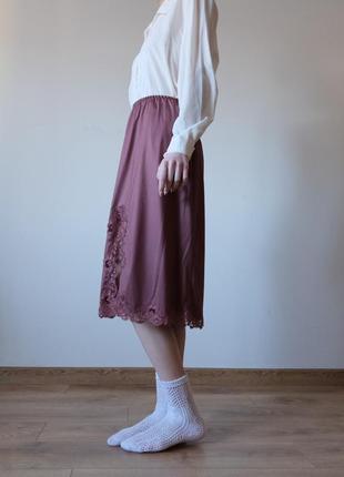 Винтажная нижняя юбка подюбник с разрезом и кружевом3 фото