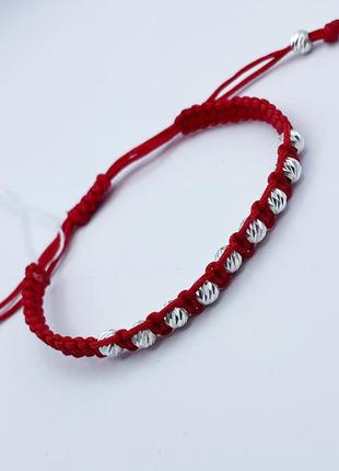Браслет срібний червона нитка 1,75 г