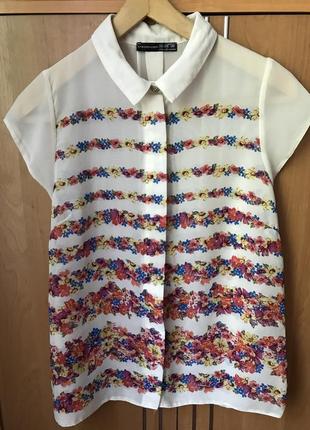 Блуза шифон в цветы,легкая красивая блуза1 фото