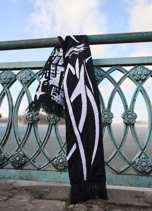 Шарф зимний теплый шерстяной черно-белый "1654" молодежный шарф с бахромой (b)9 фото