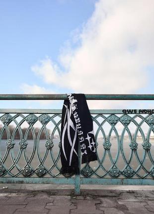 Шарф зимний теплый шерстяной черно-белый "1654" молодежный шарф с бахромой (b)6 фото
