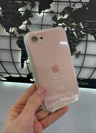 Чохол-накладка з квадратними бортами silicone case для iphone 7/8,якісний чохол з мікрофіброю для айфон 7/8