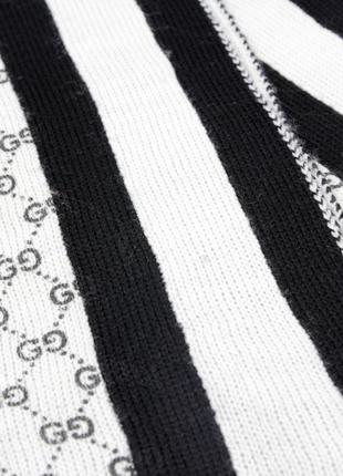 Шарф черно-белый в полоску зимний, женский/мужской шарф на зиму вязаный, шарф длинный без бахрамы3 фото
