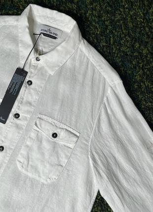Рубашка stone island 12001 fissato treatment shirt white (new) | original3 фото