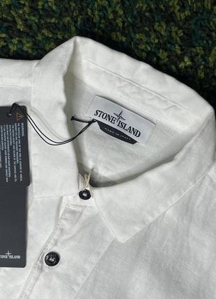 Рубашка stone island 12001 fissato treatment shirt white (new) | original6 фото