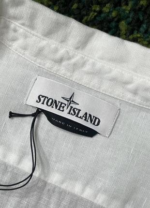 Рубашка stone island 12001 fissato treatment shirt white (new) | original7 фото