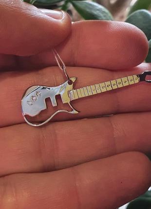 Кулон гитара из серебра2 фото