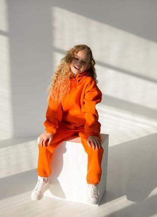 Дитячий стильний оранжевий теплий костюм на флісі піньє від 86 - до 1583 фото