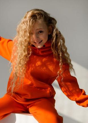 Дитячий стильний оранжевий теплий костюм на флісі піньє від 86 - до 1582 фото