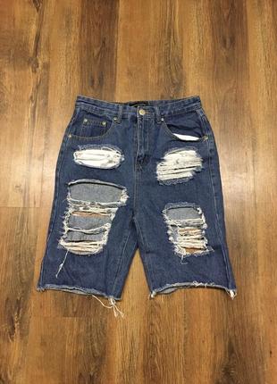 Брендовые рваные джинсовые шорты бриджи жіночі джинсові джінсові рвані як diesel2 фото