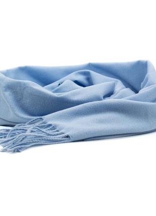 Жіночий однотонний шарф з бахромою corze s-1014, блакитний2 фото