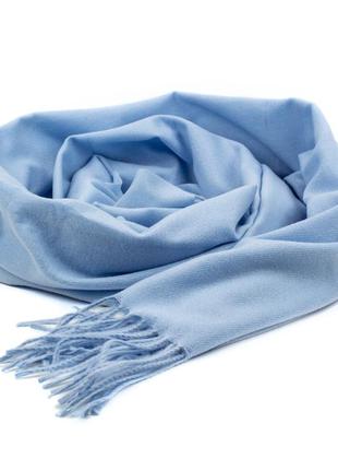 Жіночий однотонний шарф з бахромою corze s-1014, блакитний3 фото