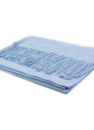 Жіночий однотонний шарф з бахромою corze s-1014, блакитний4 фото