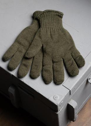 Теплі, зимові, подвійні в'язані рукавиці, перчатки олива