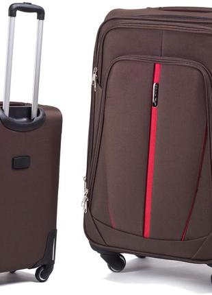 Дорожный большой тканевый чемодан на 4 колесах коричневый wings текстильный чемодан l четырёхколёсный чемодан2 фото