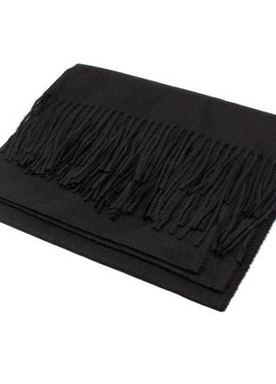 Женский однотонный шарф с бахромой corze gs-101, черный4 фото
