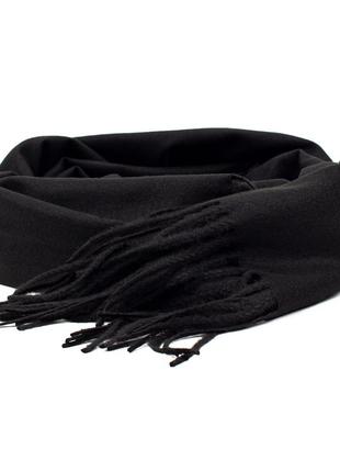 Женский однотонный шарф с бахромой corze gs-101, черный2 фото