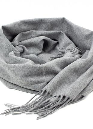 Женский однотонный шарф с бахромой corze gs-107, серый3 фото