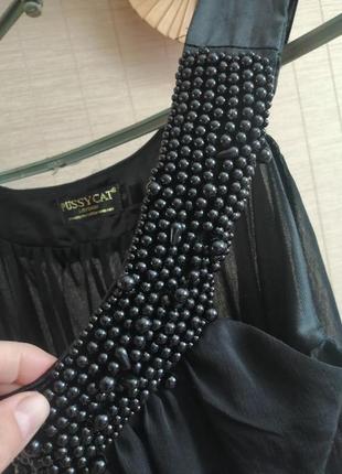 Коктейльное чёрное нарядное платье мини лето7 фото