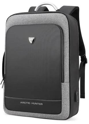 Рюкзак городской arctic hunter b00227 с usb для ноутбука 17" объем 25л. светло-серый