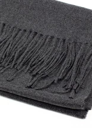 Женский однотонный шарф с бахромой corze gs-105, темно-серый5 фото