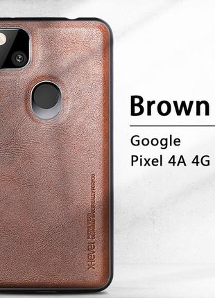 Google pixel 4a ( 4g ) защитный чехол x-level leather back cover brown