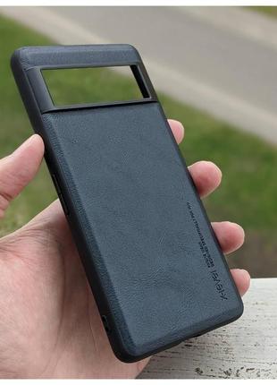 Защитный чехол x-level leather back cover для google pixel 7 - navy blue