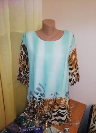 Туника-платье пляжная шифоновая с леопардовым принтом6 фото