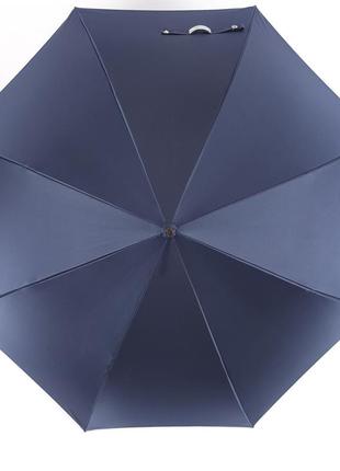 Ексклюзивна стильна жіноча парасолька-тростина, напівавтомат, 8 спиць, синій без принта, в подарунковій коробці10 фото