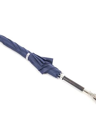 Ексклюзивна стильна жіноча парасолька-тростина, напівавтомат, 8 спиць, синій без принта, в подарунковій коробці5 фото