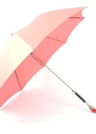 Эксклюзивный стильный женский зонт-трость, полуавтомат, 8 спиц, розовый без принта, в подарочной коробке