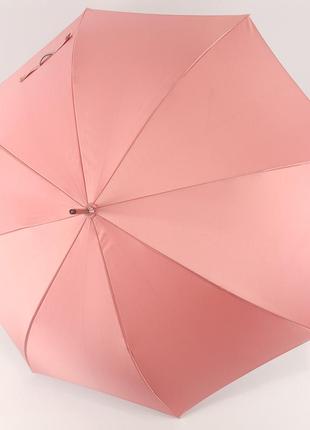 Эксклюзивный стильный женский зонт-трость, полуавтомат, 8 спиц, розовый без принта, в подарочной коробке5 фото