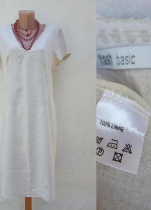 Льняное красивое платье с вышевкой 🌻и паетками  flash basic1 фото