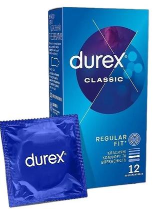 Презервативи латексні durex зі змазкою класичні, classic, 12 шт