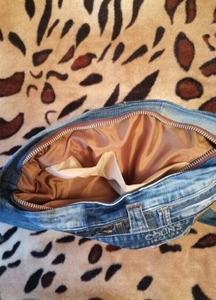 Оригинальная, дизайнерская унисекс вместительная джинсовая сумка шоппер5 фото