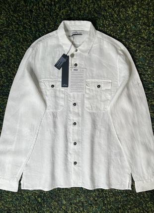 Рубашка stone island 12001 fissato treatment shirt white (new) | original