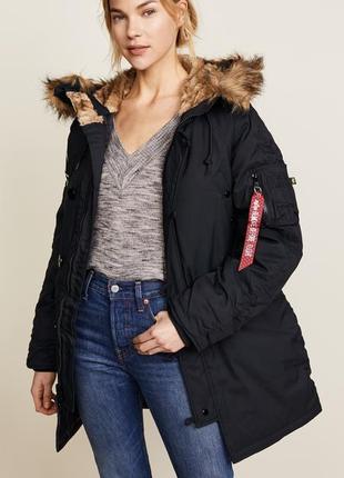 Зимняя парка аляска altitude w в черном цвете, alpha industries, оригинал