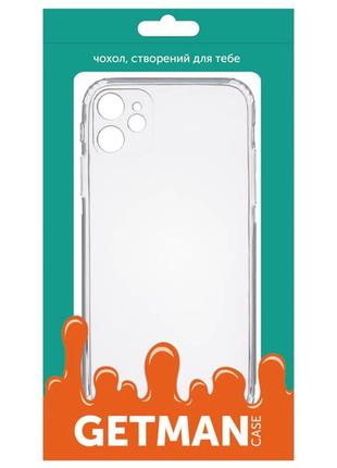 Прозрачный силиконовый чехол с заглушками getman для iphone 11 / айфон 111 фото