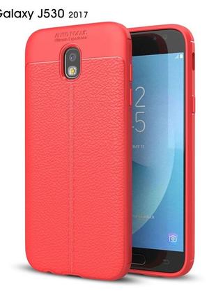 Кожаный противоударный чехол бампер для samsung j5 2017 eu красный