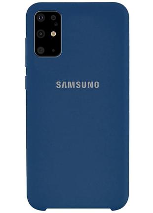 Силиконовый синий чехол накладка софт тач silicone cover для samsung s20 plus