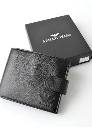 Чоловічий шкіряний гаманець armani чорний