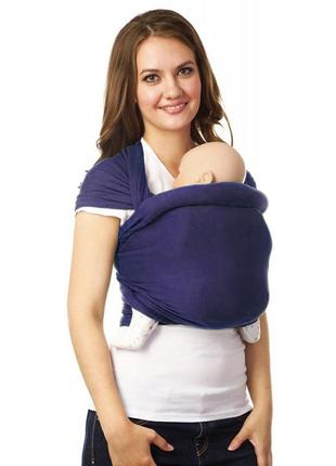 Слінг шарф трикотажний для новонародженого, перенеска дитяча синій1 фото