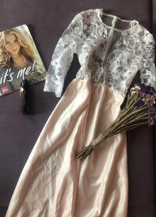 Нежное персиковое платье  в пол , нарядное платье
